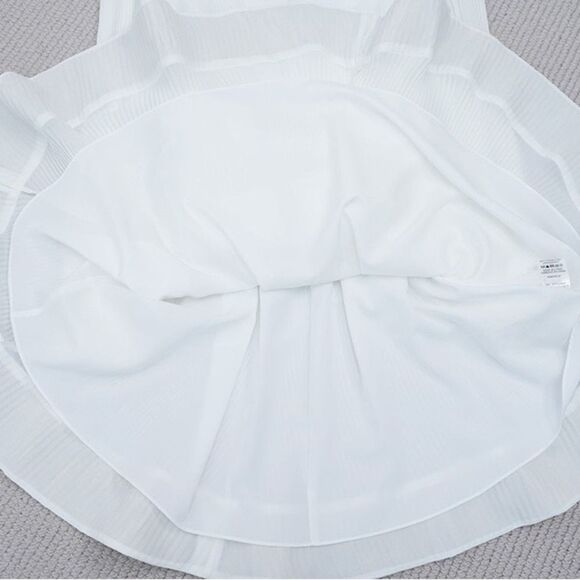 NWOT Milly Liv Long-Sleeve V-Neck Pleated Belted Mini Dress, size US6/UK10 - Picture 10 of 15